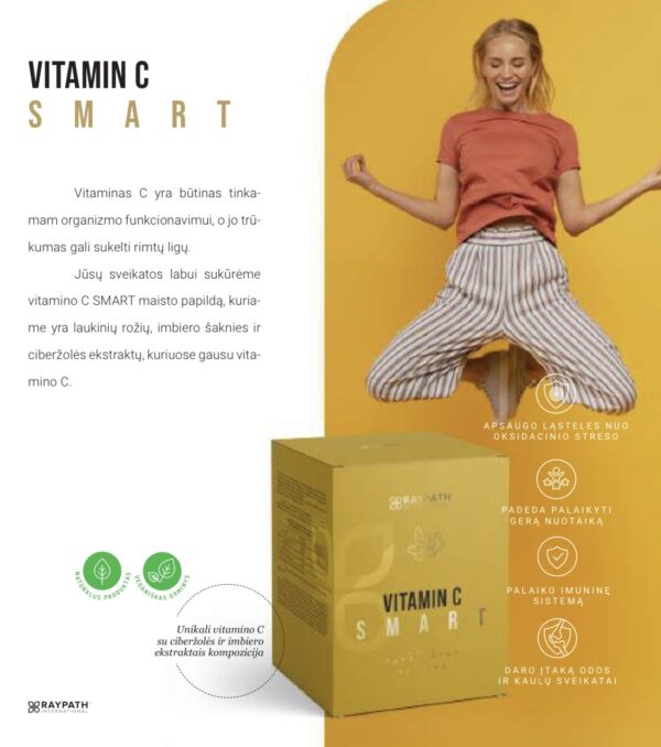 Maisto papildų kompleksas: Vitaminas C + imbieras+ ciberžolė 60 kps. - Image 2